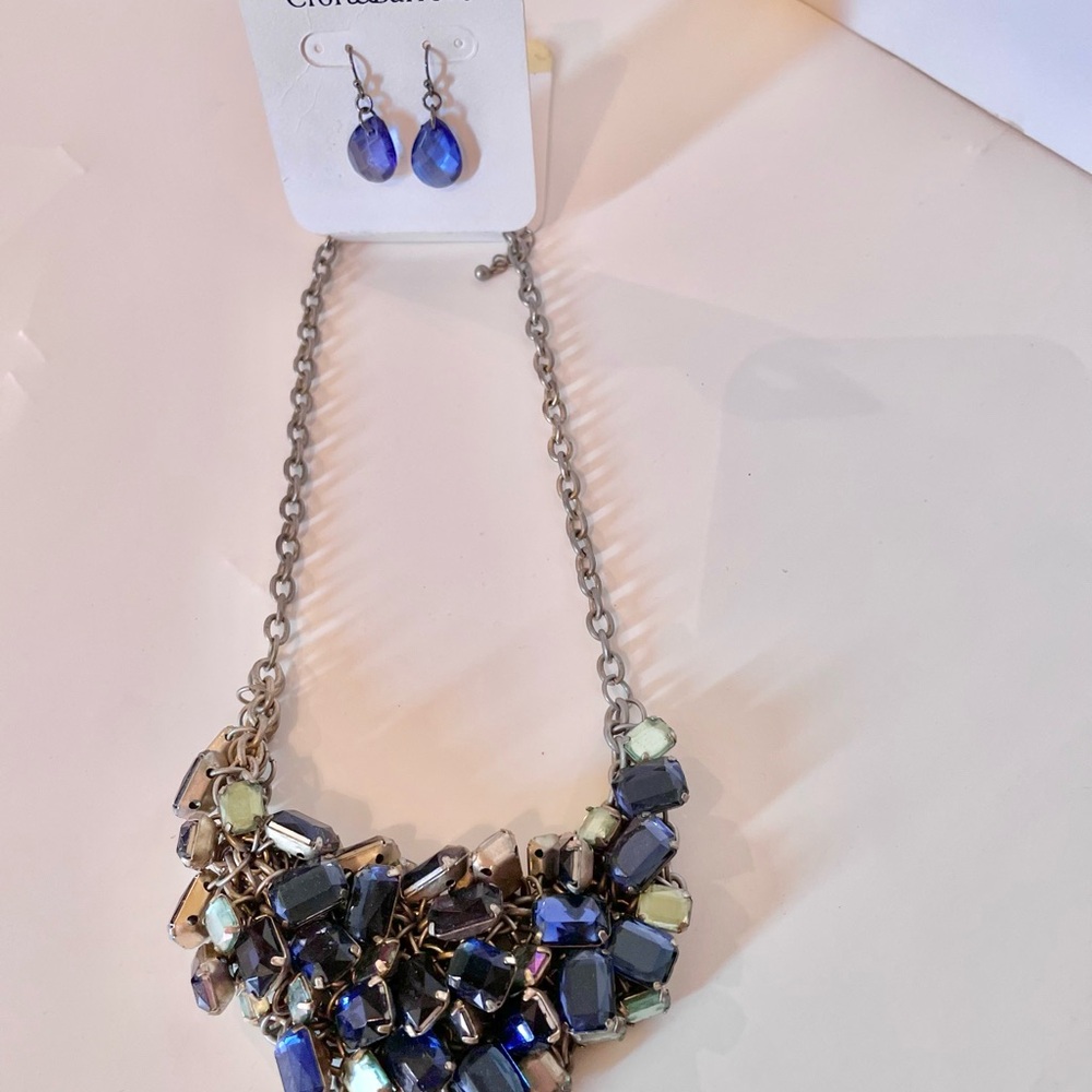 Croft &Barrow Blue Stone Necklace and Earring Set